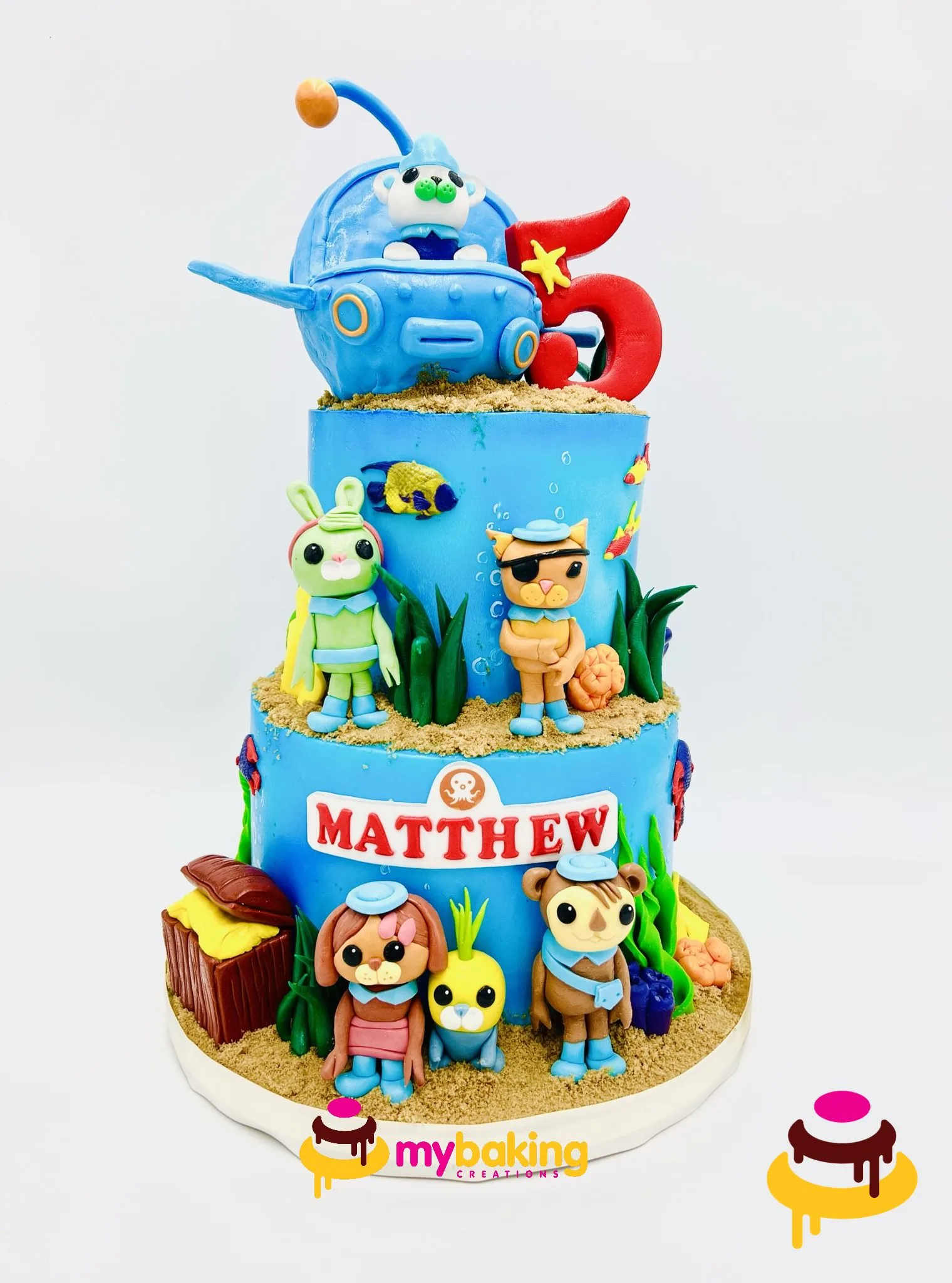Custom Octonauts themed tiered birthday cake San Francisco bakery